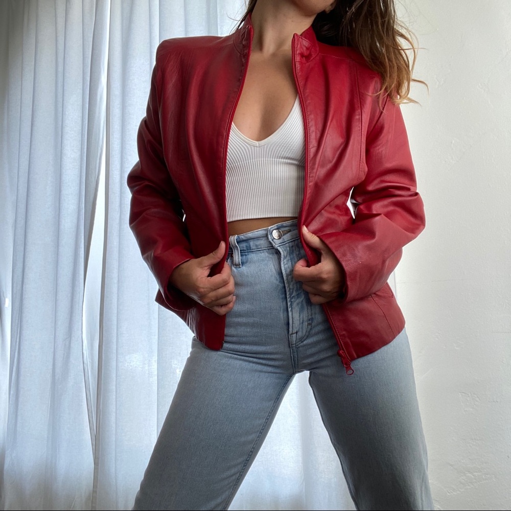 Vintage Red Leather Jacket